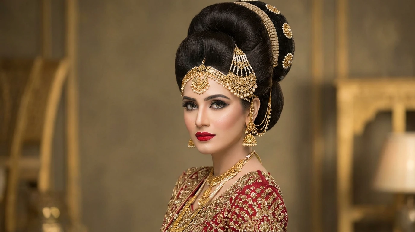 Baraat Hairstyles High Structured Jewelry Showcasing