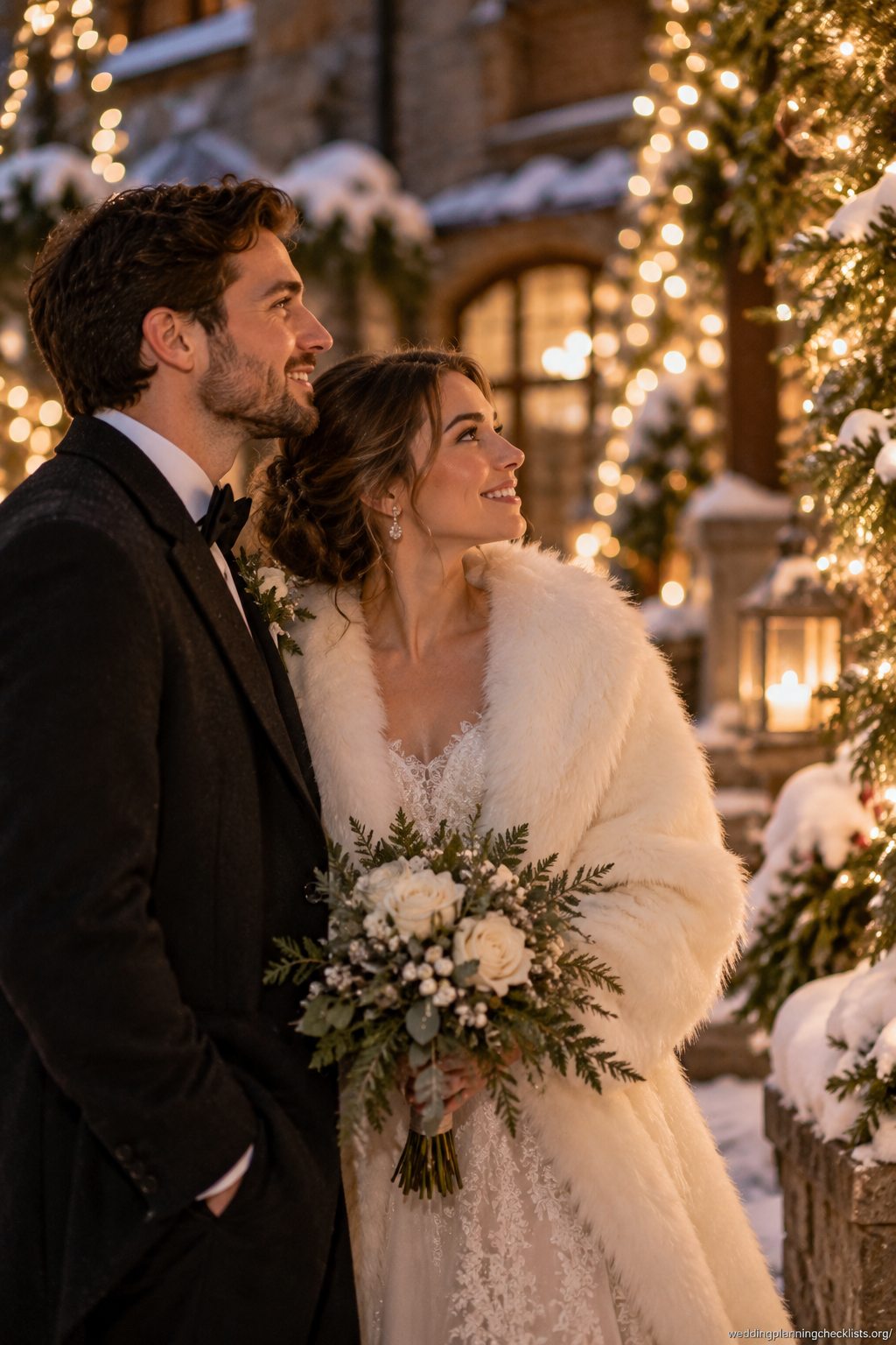 Look at the lights at a Christmas wedding