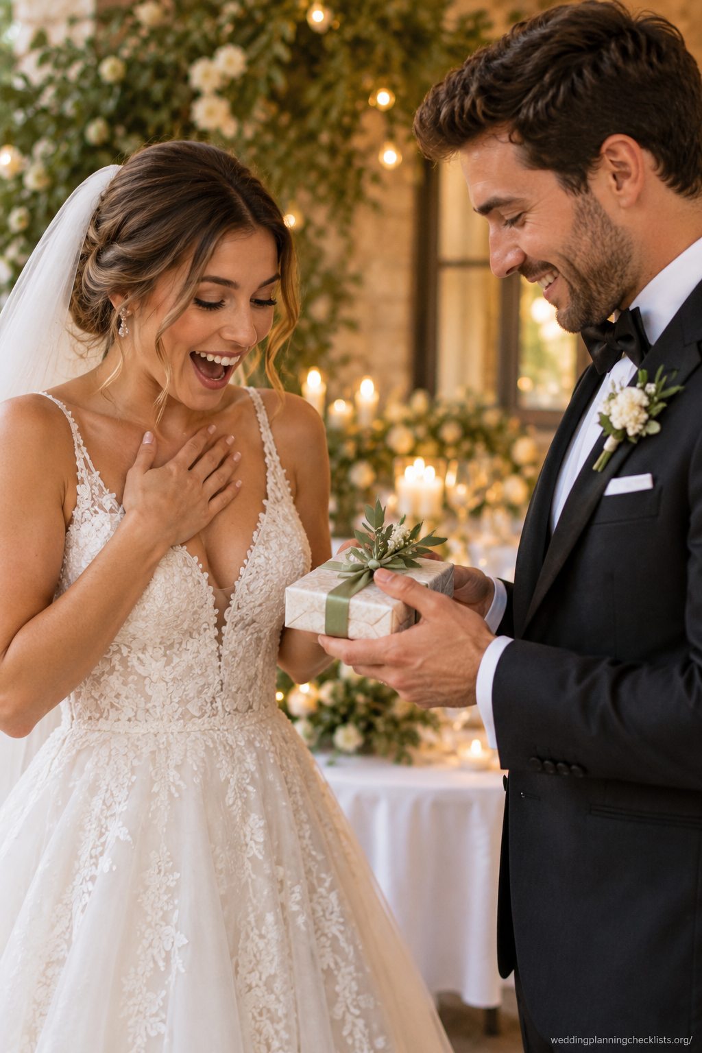 Exchange a small gift at a Christmas wedding