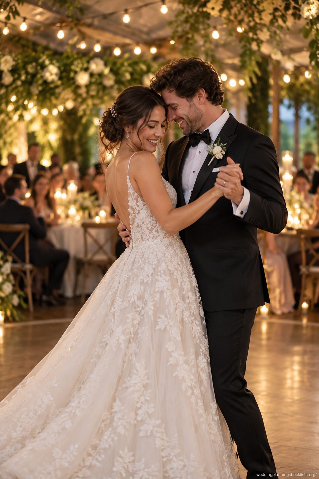 Take a slow first-dance turn at a Christmas wedding