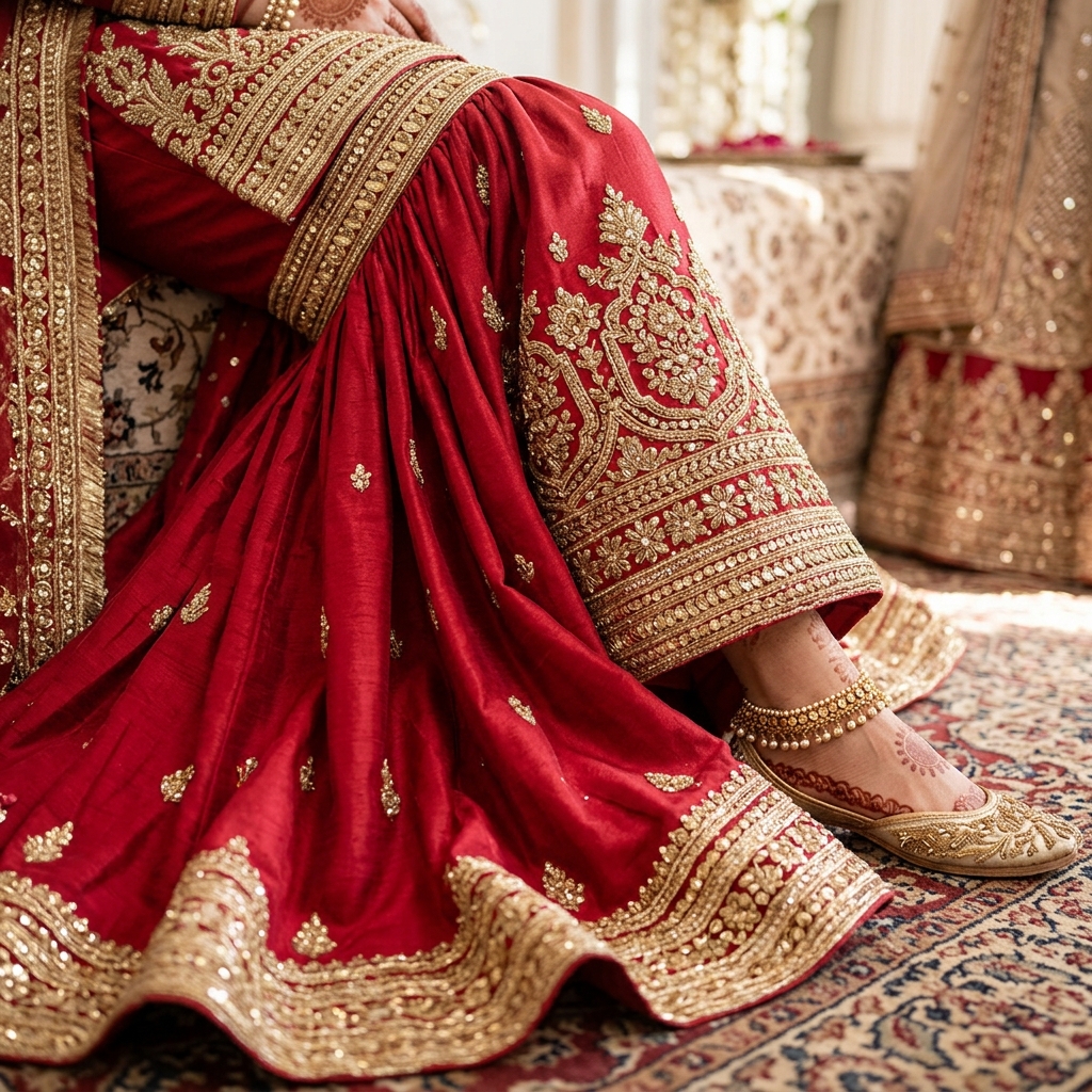 Traditional Pakistani Gharara detail