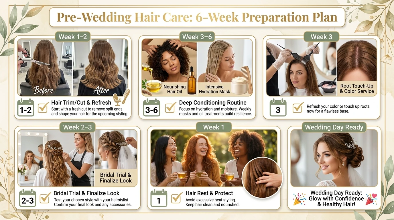 Pre Wedding Hair Care 6 Week Preparation Plan